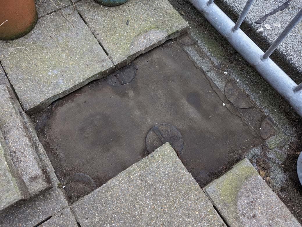 Inspectiefoto van dakbedekking bitumen balkons, incl. randstroken en opgaand werk bij voorgevel (type c)